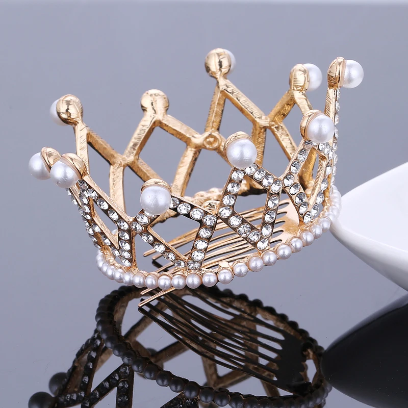 TDQUEEN, круглые свадебные диадемы и короны, покрытые серебром и золотом, свадебные аксессуары для волос для женщин