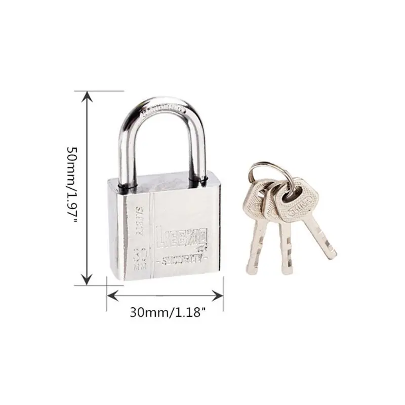 

1pc 30mm Stainless Steel Padlock Heavy Duty Solid Lock Door Gate Box Safety Antirust