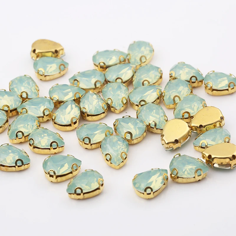 RESEN 20 шт. разноцветные стразы для пришивания каплевидные Стразы с золотым когтем