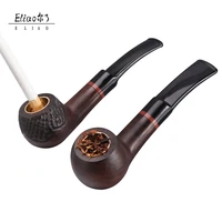 classical handmade ebony wood tobacco pipe smoking three purpose pipes tobacco tube 9mm filter wooden pipe gift for smokers