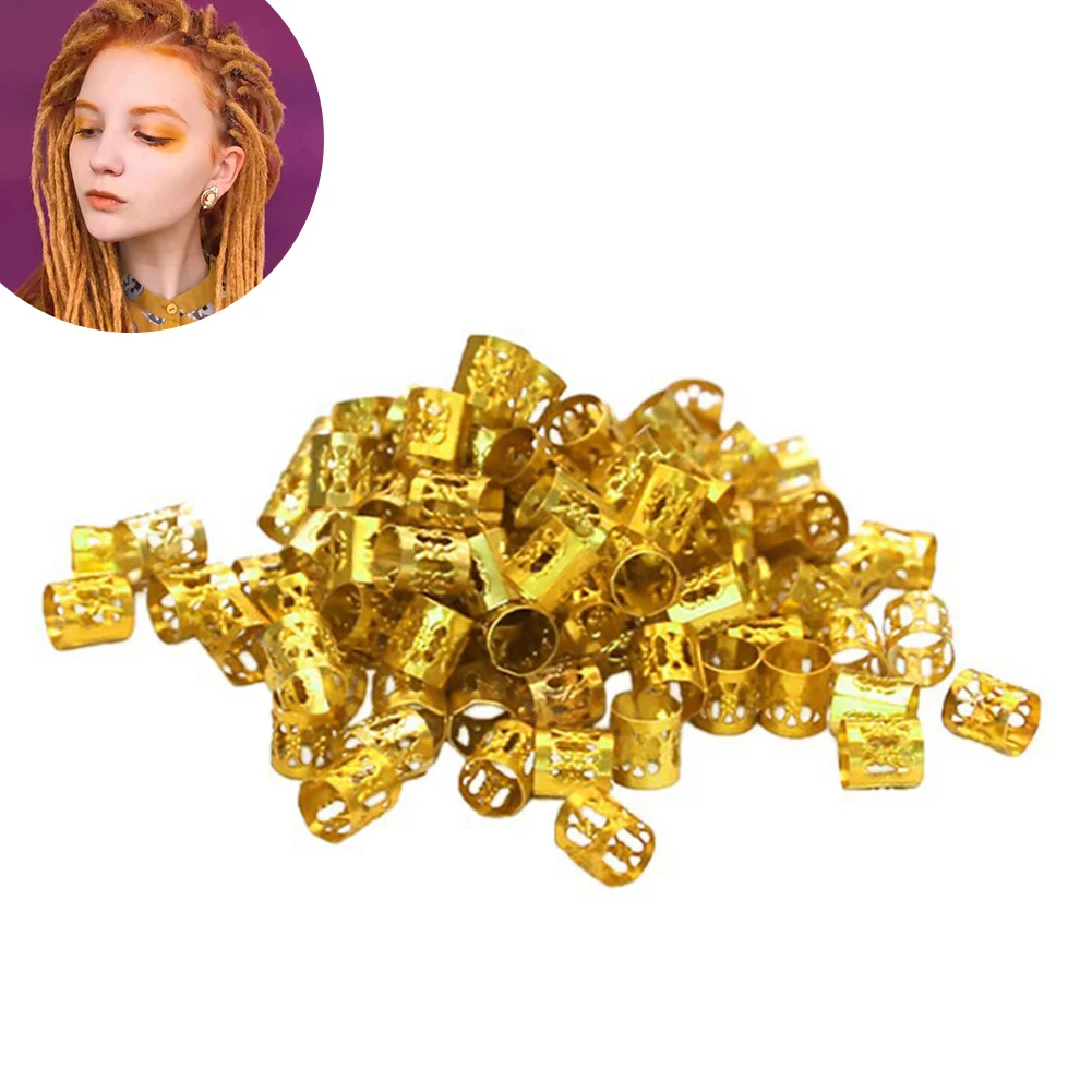 100 шт Золотое металлическое кольцо дреды бусины для косичек волосы дредов