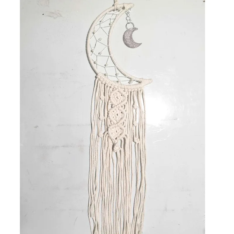 

Dreamcatcher Moon Handmade Wind Chimes Wall Ornament Girls Room Decoration Cotton Tassels Dream Catcher