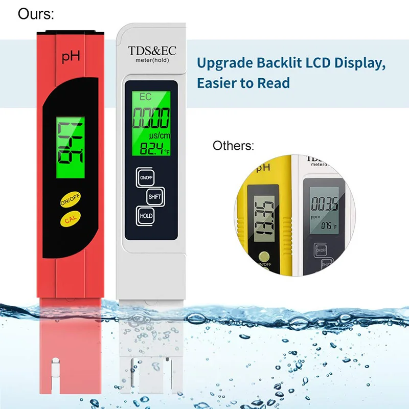 

PH Meter, TDS Meter, EC and Temperature Meter 4 in 1 Set with LCD Display, Conductivity Meter ATC Water Quality Tester