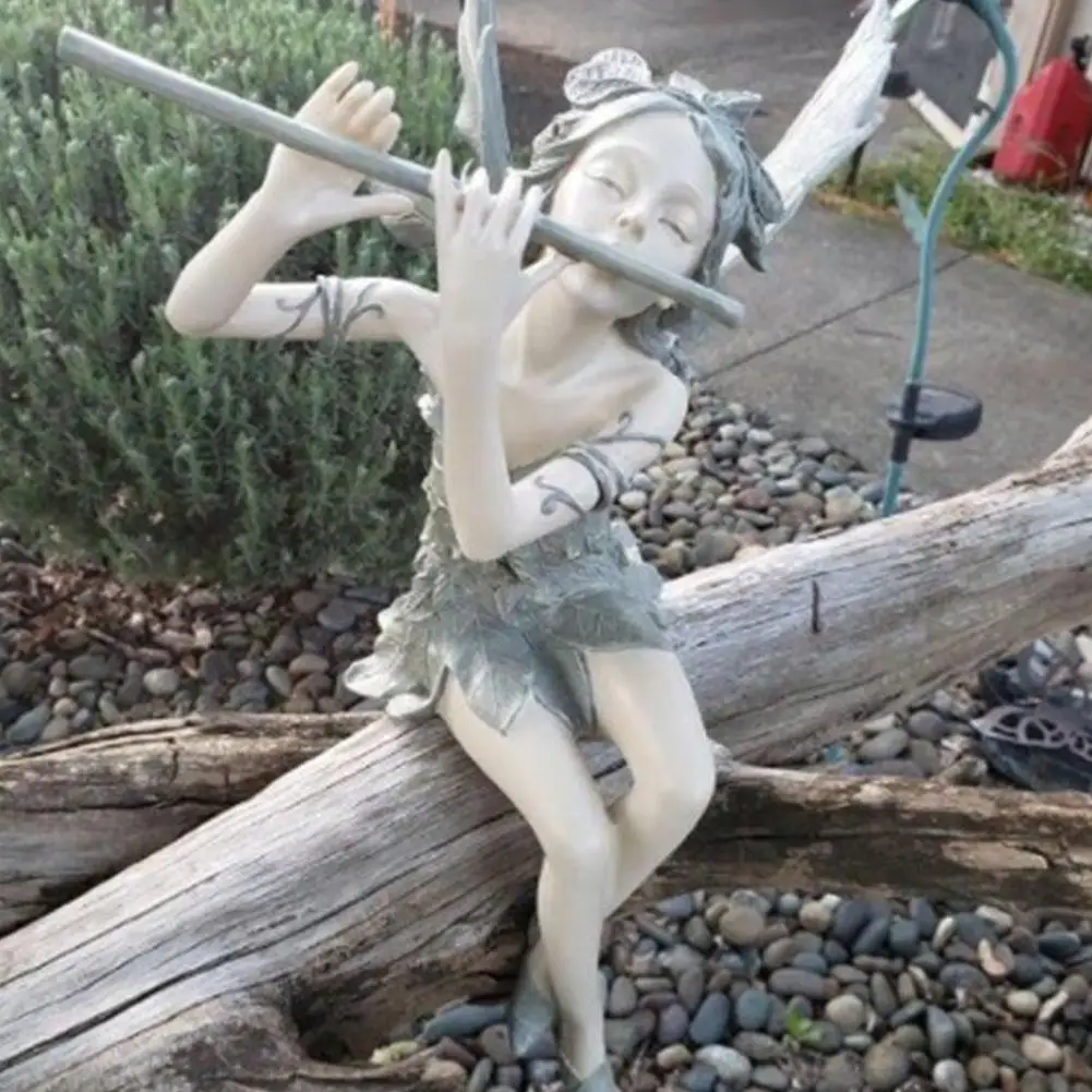 

Garden Flute Flower Fairy Statue Resin Craft Landscaping Sculpture Art Yard Figurine Sitting Garden Home Ornament Decoratio K6Z4