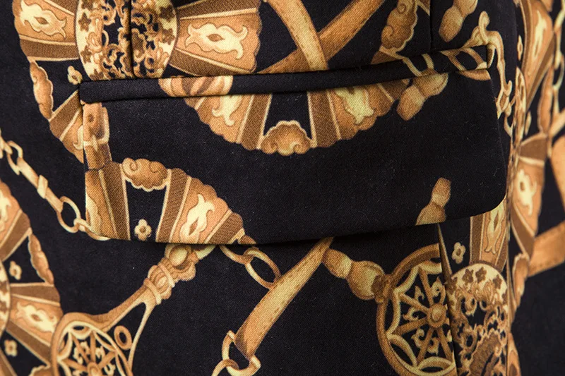 Винтажный черный золотистый цветочный блейзер в стиле барокко мужской свадебный