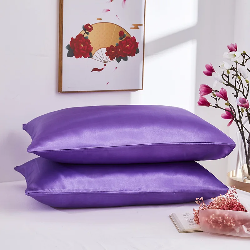 

1 Pair Solid Satin Pillow case Soft Pillowcase Bedding Sleeping Pillow Cover King Queen Twin 51x66/51x76/51x102/70x70cm