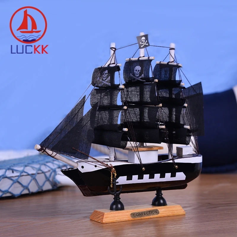 LUCKK 20 см ручной работы Пиратская деревянная модель корабль череп домашний
