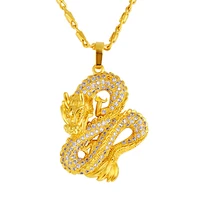 yellow gold plated dragon brand pendant necklace for men 3d hard gold domineering zodiac dragon pendant necklace fine jewelry