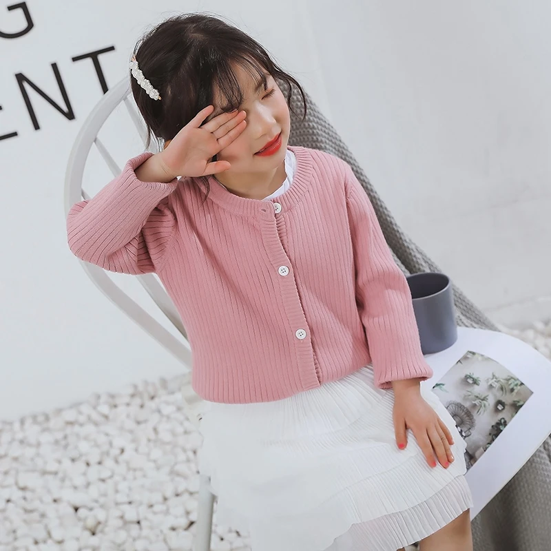 Осенний однотонный кардиган для маленьких мальчиков и девочек от 1 до 7 лет