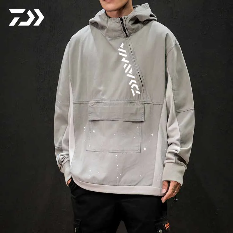 Daiwa Одежда для рыбалки Толстовка в стиле пэчворк осенне-зимний Свитшот Мужская