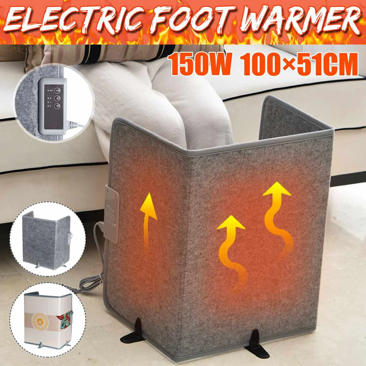 220V Electric Foot Warmer  Adjustable Home Office Under Desk Leg Warmer Folding Electric Heating Pad For Winter Cold