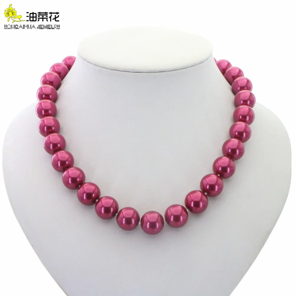 Лидер продаж Новинка Милые на Возраст 3 14 мм роза Shell Жемчужное ожерелье 18'AAA