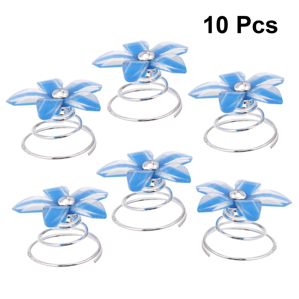 

10 Pcs Spiral Hairins Resin Hair Clips Flower Barrette Hair Accessories Wedding Supplies for Girls Brides Blue