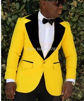 2019 yellow jacket prom men wedding suits black peaked lapel mens tuxedo groom groomsman best man slim fit mens suits with pants