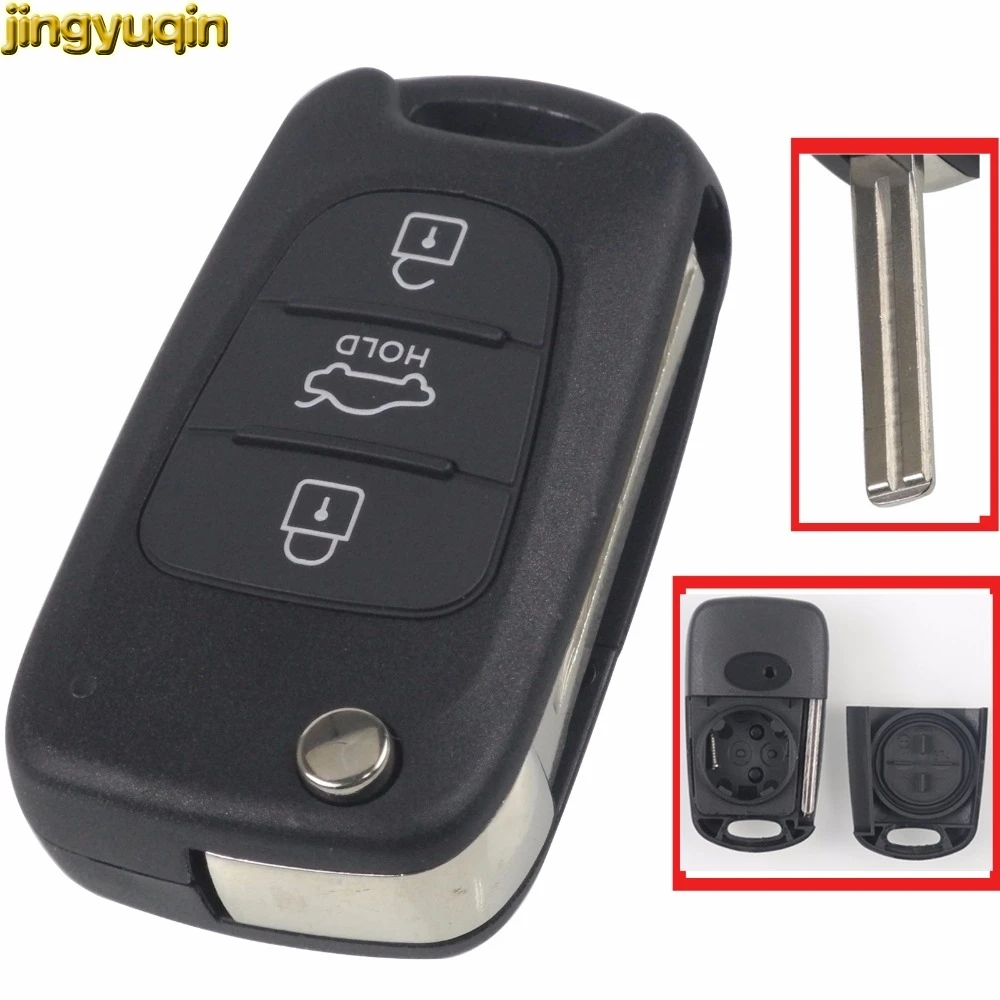

Jingyuqin 3 Buttons Folding Flip Remote Key Shell for HYUNDAI I30 IX35 For Kia K2 K5 Car Keys Blank Case Cover Car-styling