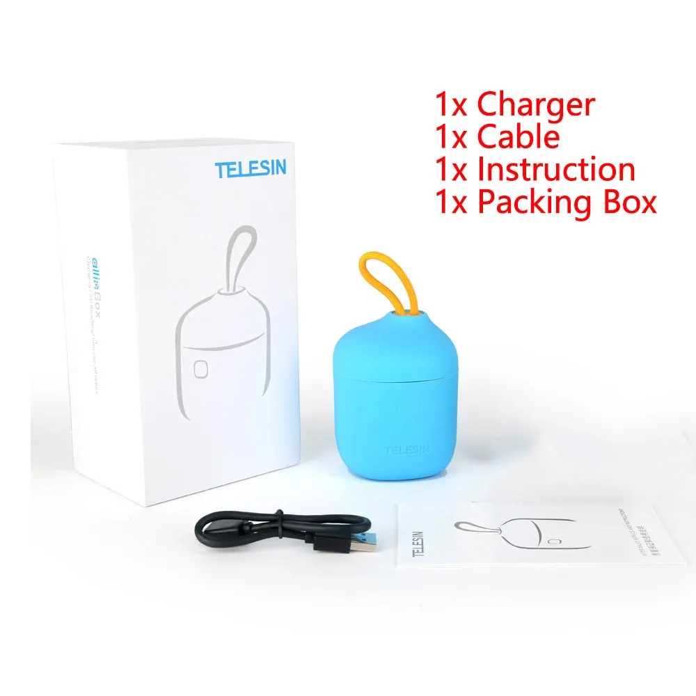 Charger only Blue TELESIN 2 упаковки LPE6 батарея и 2 слота зарядное устройство SD кард-ридер коробка для хранения для Canon 5D Mark II III для EOS 6D 7D 80D батарея - Цвет: Charger only Blue
