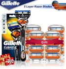 Бритва Gillette Fusion 5 для мужчин, безопасная ручная бритва, сменные t-образные головки, прямые лезвия
