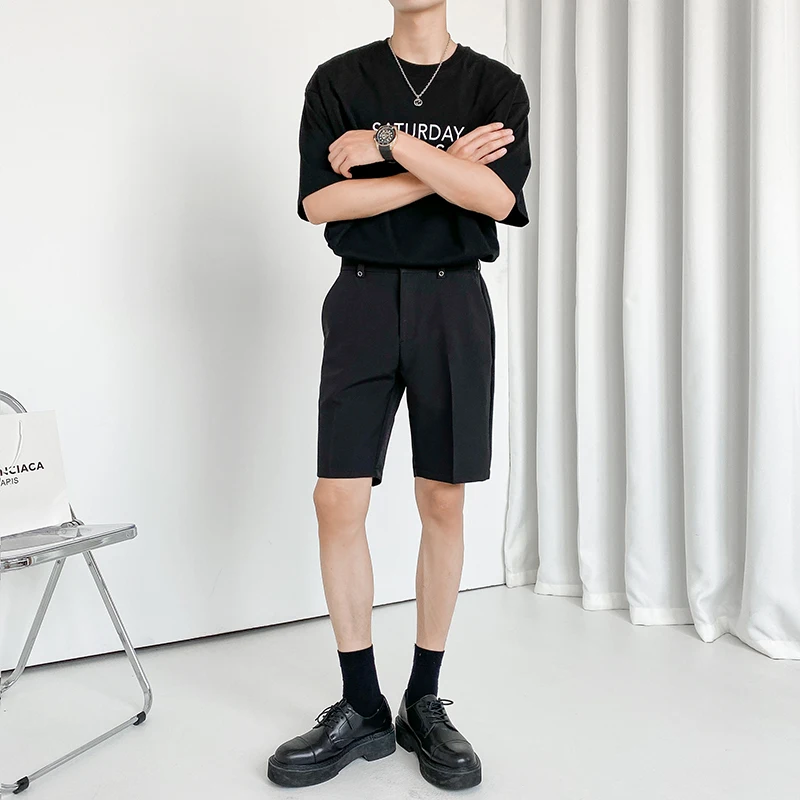 

Summer Suit Shorts Men's Slim Fashion Gray Black Beige Dress Shorts Men Korean Loose Straight Casual Shorts Mens Society 28-36