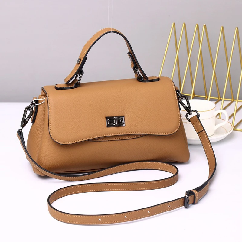 Lock leather Small Square Bag 2022 New Trend Crossbody Shoulder Bag luxury Handbag Fashion versatile wide shoulder strap bag