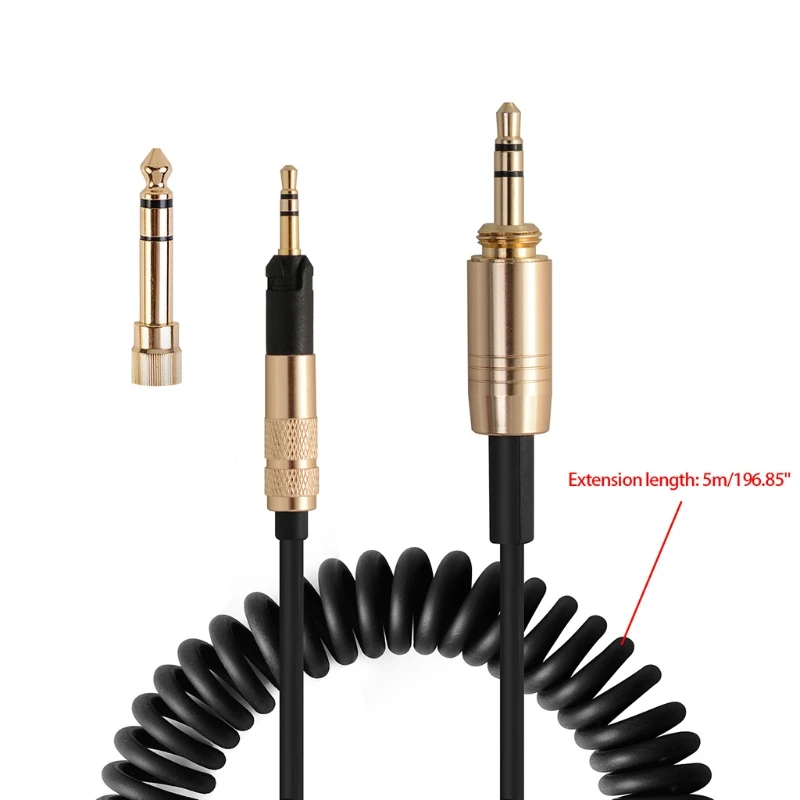 

H3CA Headphone Cable Compatible with ATH-M50X/M40x/M60X/M70x/HD598/HD518/HD558/HD549 Coiled Spring Stereo Cable