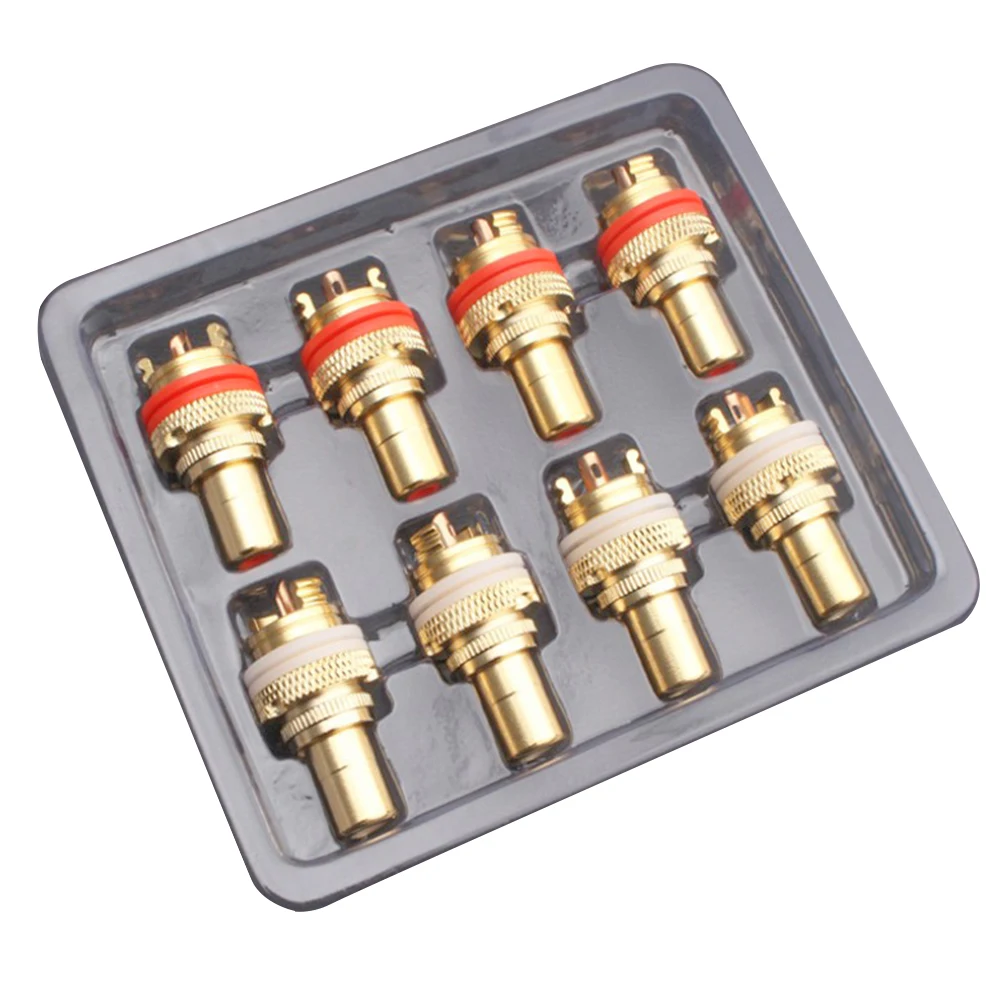 

8Pcs/Lot RCA CMC Female Red White RCA Female Socket Chassis High Quality Phono Copper Plug Connector