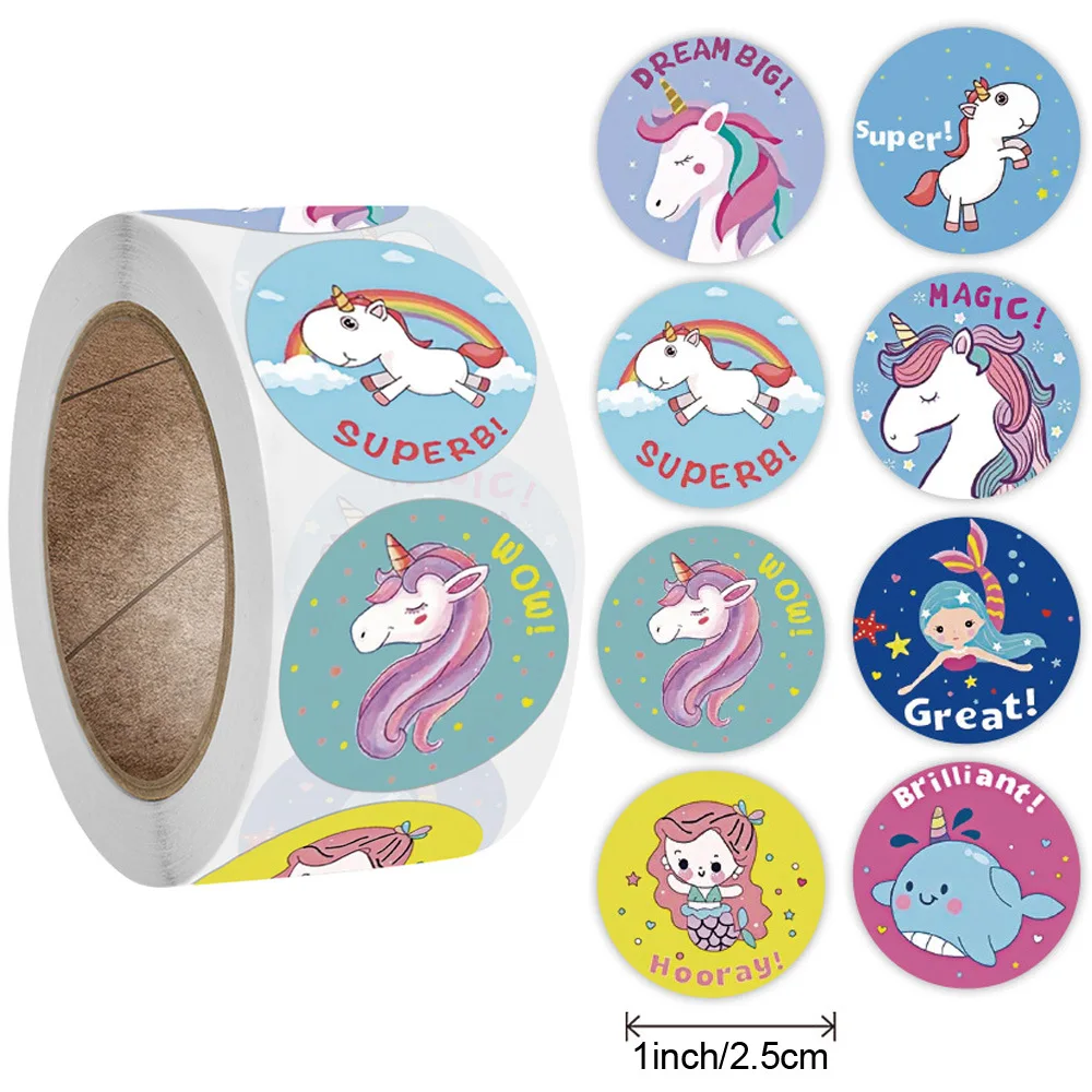 

500 Pcs Reward Stickers Motivational Stickers Roll for Kids for School Reward Students Teachers Cute Animals Stickers Labels