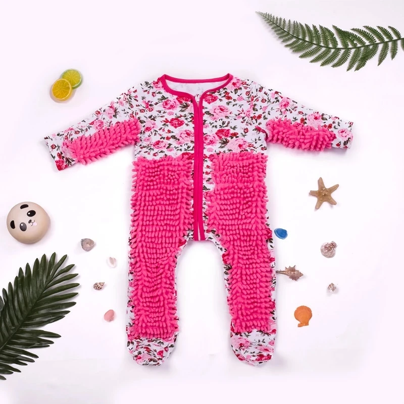 

Free Shipping Rompers forBoys Newborn Infant Baby Boy Girl Bodysuit Polishes Floors Cleaning Mop Suit Kids Jumpsuit Cute