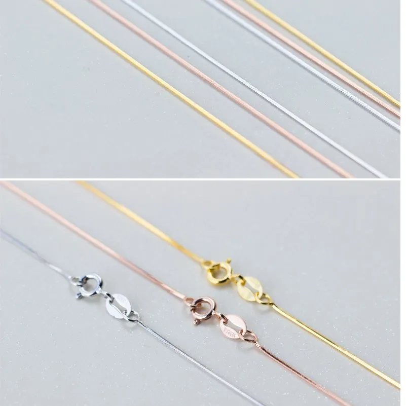 

925 Sterling Silver Statement Rose Gold Color Snake Chain Necklaces for Women Necklace Fine Jewelry DIY Making Accessories