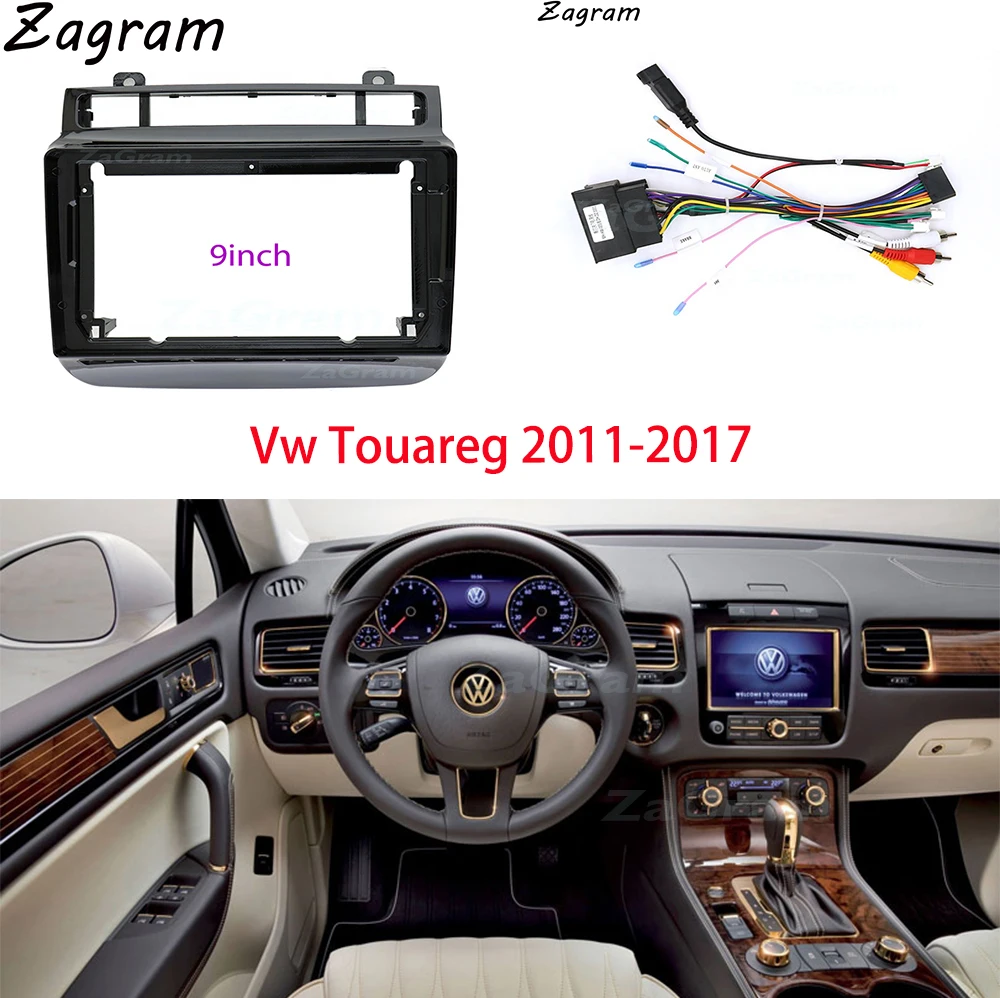 9-дюймовый 2 Din Автомобильный Кабель Fascia ДЛЯ VW Touareg 2011-2017 панель Cd Dvd плеер аудио