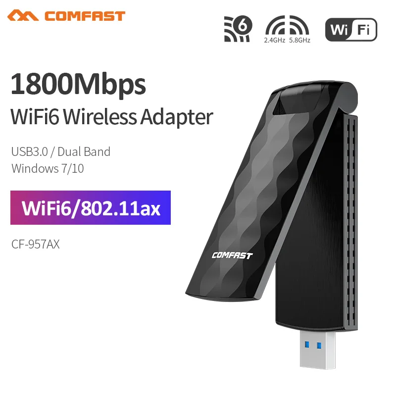 

WiFi6 1800 Мбит/с 2,4G и 5 ГГц высокоскоростной Wi-Fi 6 USB беспроводной адаптер 802.11ax PCI-E сетевая карта Bluetooth 5,2 для настольного ПК