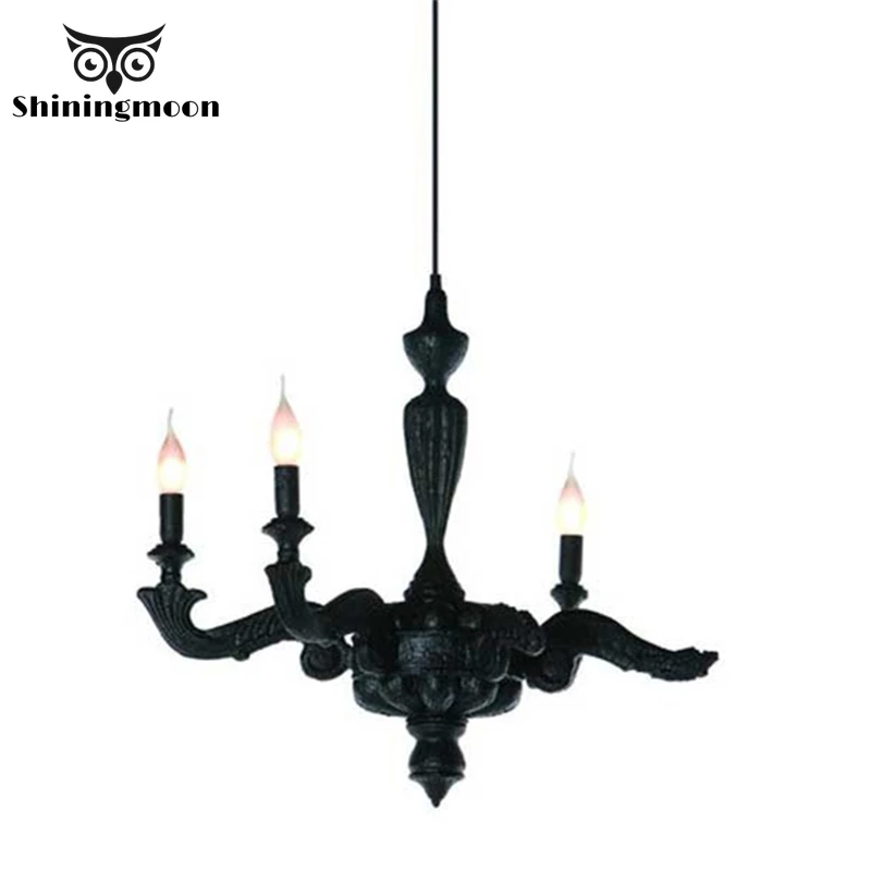 

Post-modern Design Led Black Resin Chandeliers Nordic Living Room Led Chandelier Lighting Vintage LOFT Home Decor Hanging Lamp