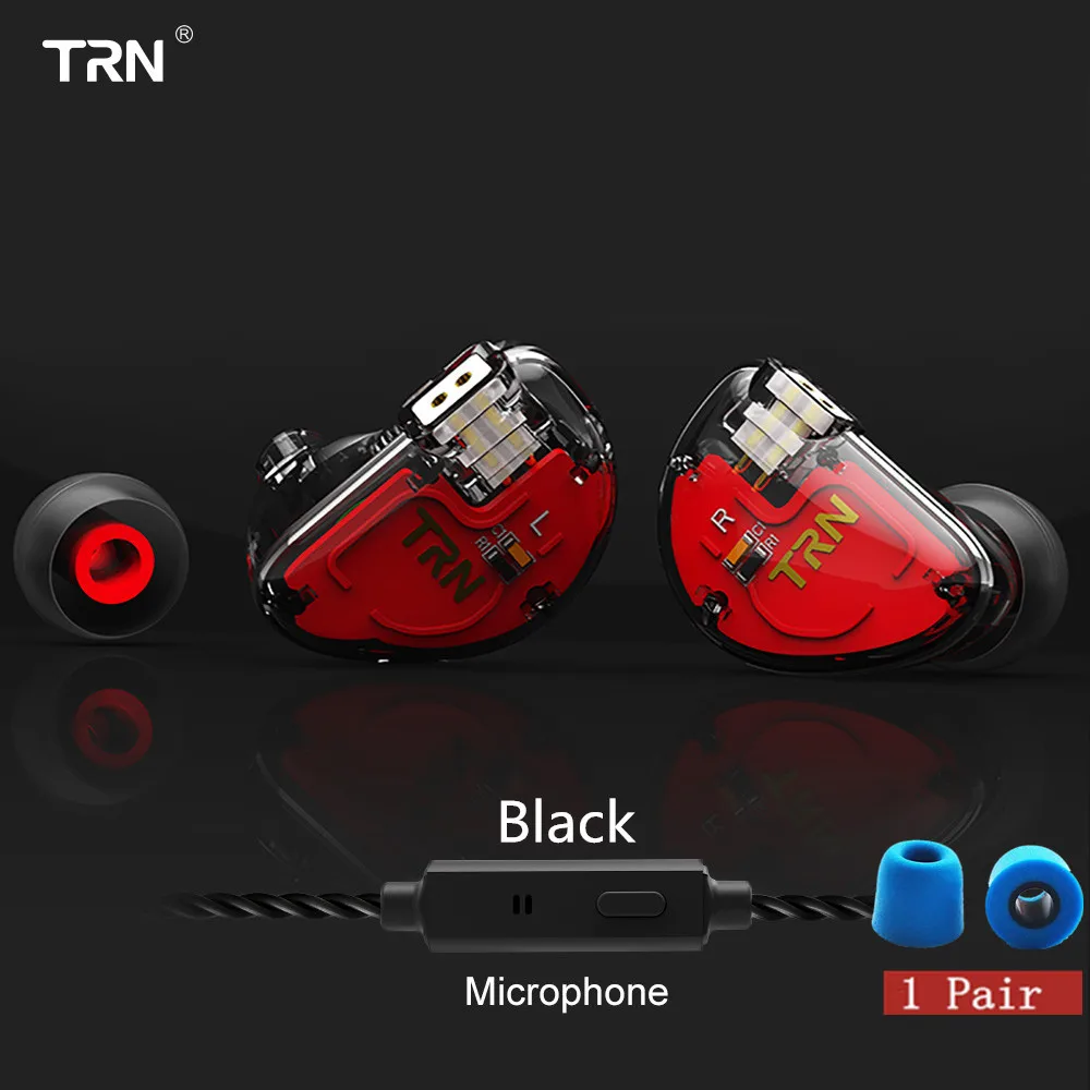 TRN V30 2BA+ 1DD тройной Гибридный Драйвер бас в ухо наушники HIFI Monito спортивные наушники 2Pin съемный кабель AS10 \ T2 \ V80 \ V10 \ IE80 - Цвет: black with mic ET