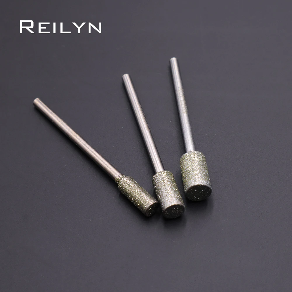 

10 шт., цилиндр 2,35 мм x 1-6 мм, 150 # Алмазные шлифовальные заусенцы Нефритовые металлические зубы, гвозди, полировка, алмазная шлифовальная точка