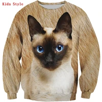 siamese cat kids sweatshirt 3d printed hoodies pullover boy for girl long sleeve shirts kids funny animal sweatshirt
