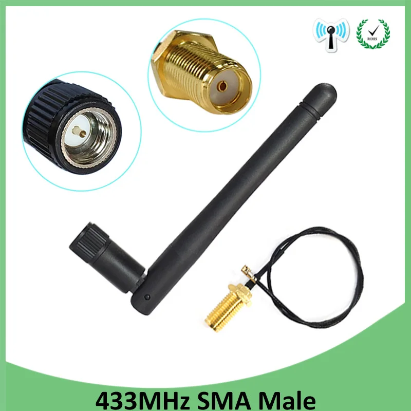 5 шт. 433 МГц Антенна 3dbi GSM 433 МГц SMA разъем антенна antena 433 м+ RP-SMA женский Ufl./IPX отрезок провода расширения кабель