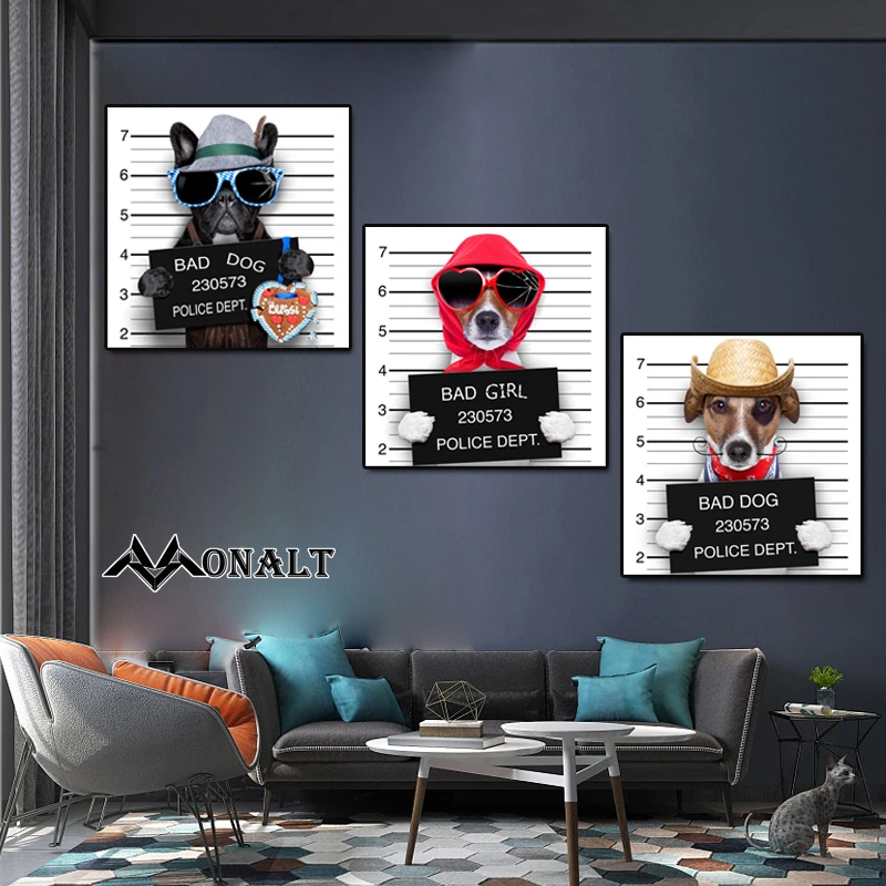 Холст животные Постер и принты тюрьма плохая собака картинки современное