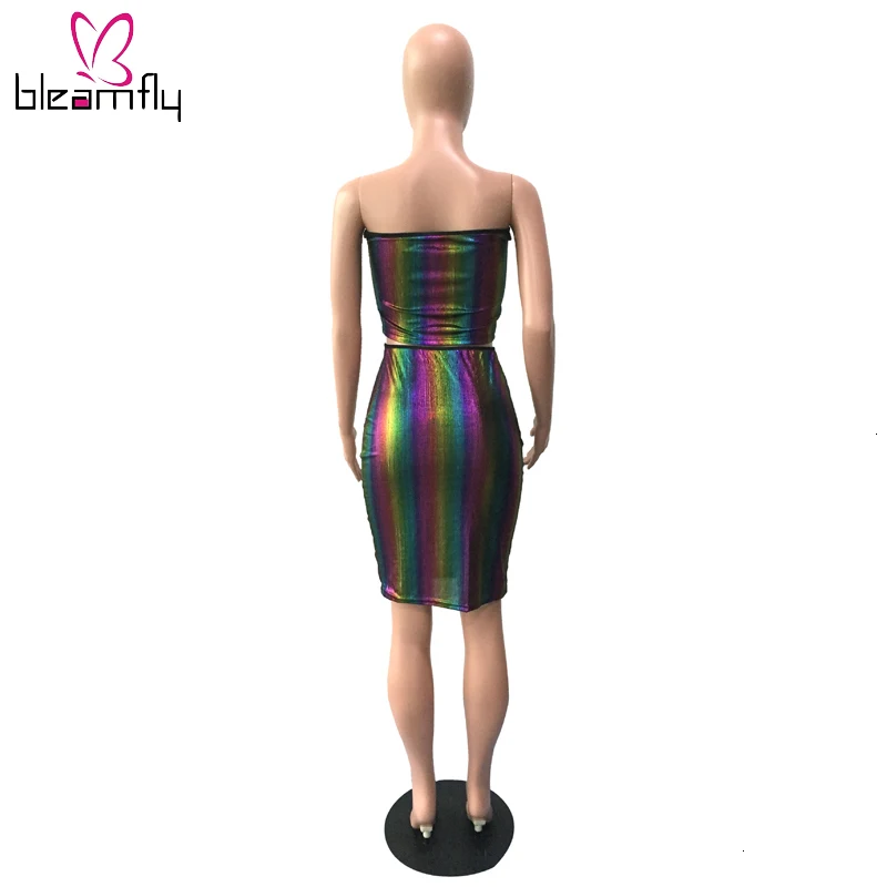 Осенний Женский комплект в радужную полоску с градиентным принтом укороченный