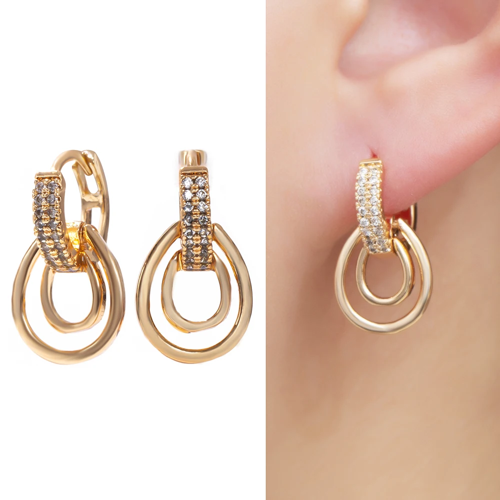

ESSFF Fashion Water Drop Earrings for Women White Crystal CZ Dangle Drop Earring Temperament Trend Jewelry Pendants Earings Hoop