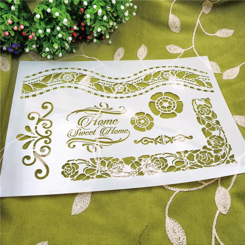 

Трафареты для скрапбукинга 21*29,5 см, Пластиковая форма с распылителем, щит «сделай сам», украшение торта, печатная кружевная линейка, Пасхаль...