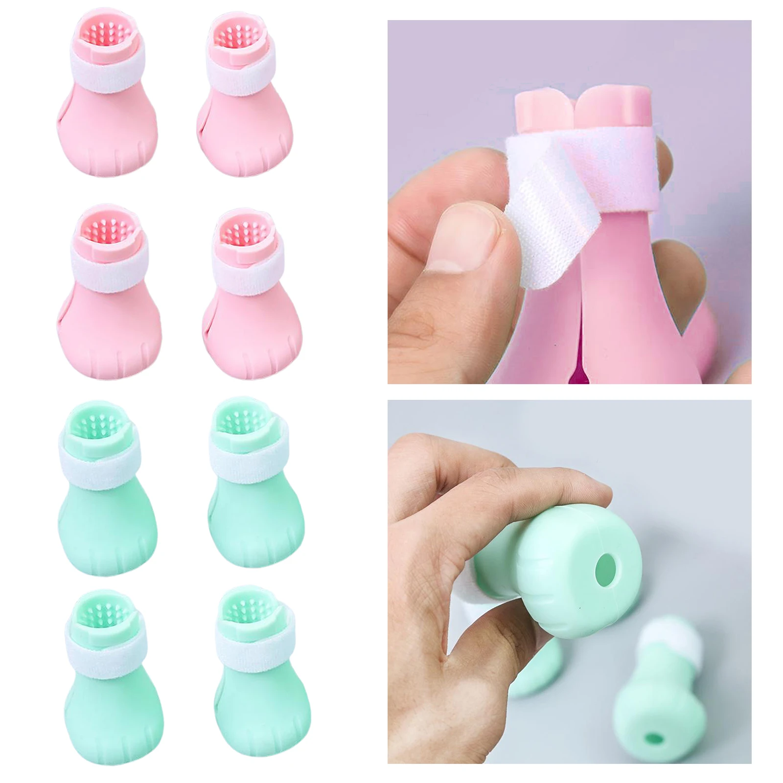 

4x Silicone Anti-Scratch Cat Shoes Boots Rubber Gloves Pet Cat Paw Protector