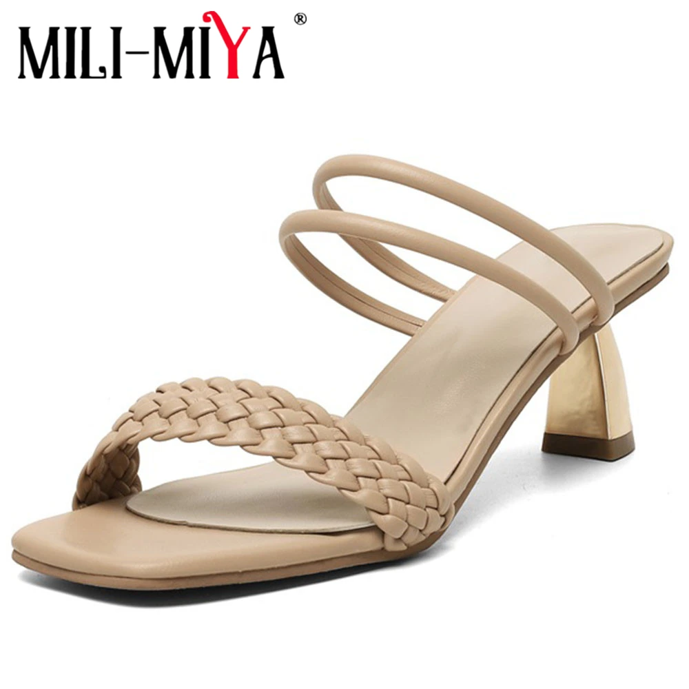 

MILI-MIYA из искусственной кожи дизайнерские женcкие сандалии без задника с открытыми пальцами; Женские Ткань Роскошные брендовые Тапочки женс...