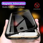 Антипирен двойное стекло Магнитный адсорбционный чехол для iPhone 13 12 Mini 11 Pro XS Max XR 7 8 6Plus SE 2020 защитный чехол для конфиденциальности