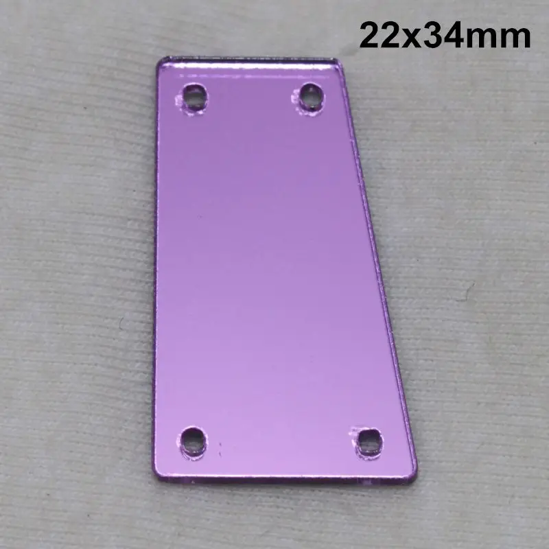 A27-22x34 Фиолетовое акриловое зеркало пришивные стразы DIY Flatback зеркальные акриловые пришивные стразы с отверстиями для шитья - Цвет: A27-22x34