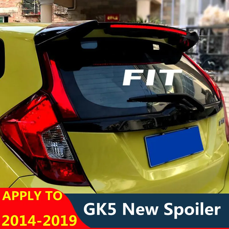 

For CAR Trunk New Spoiler Accessories Honda Jazz Fit ABS Plastic Rear Lip Wing Tail GK5 Glossy Black Auto Parts Refit 2014-2019