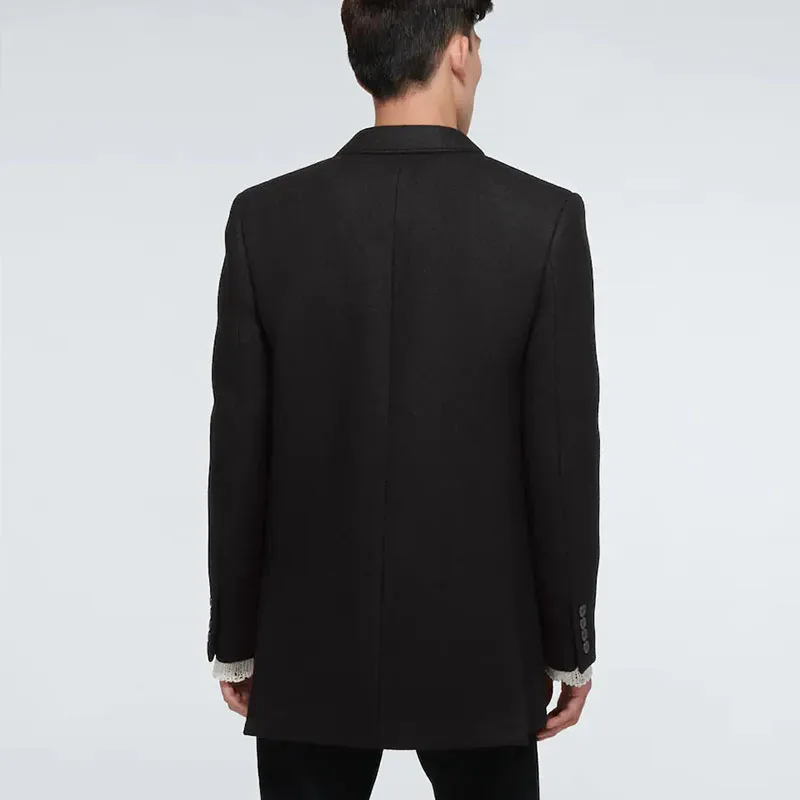 Мужской свободный двубортный костюм твидовое пальто повседневное тонкий и