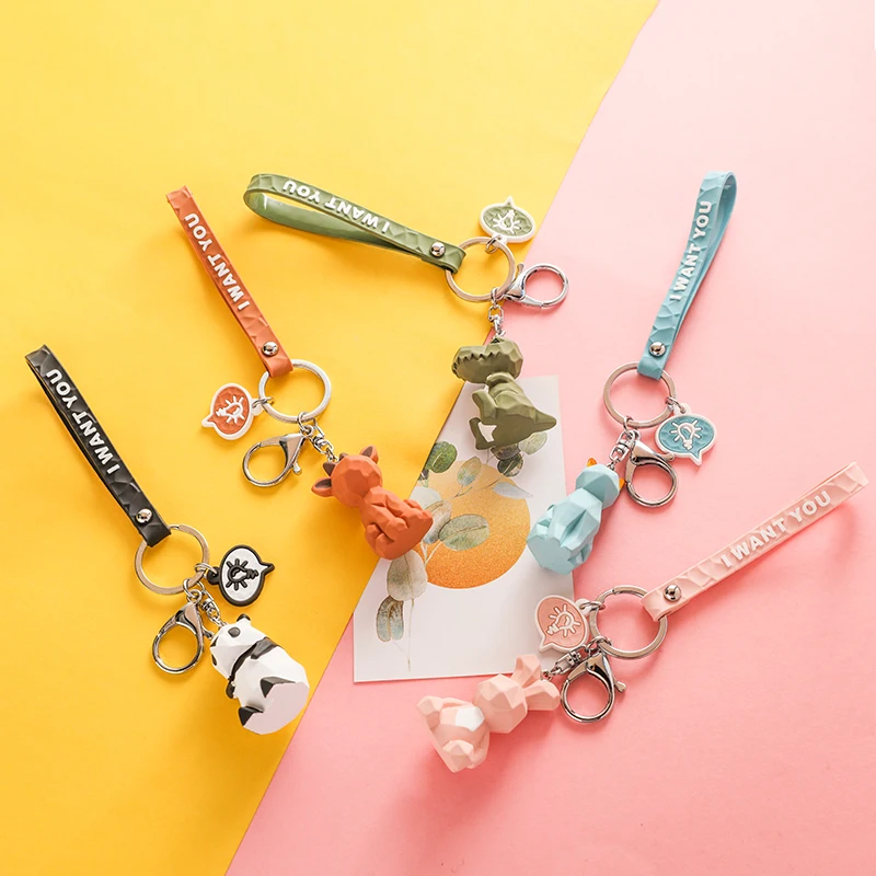 CHUNOU мультяшная Геометрическая Милая панда олень кошка кролик динозавр брелок