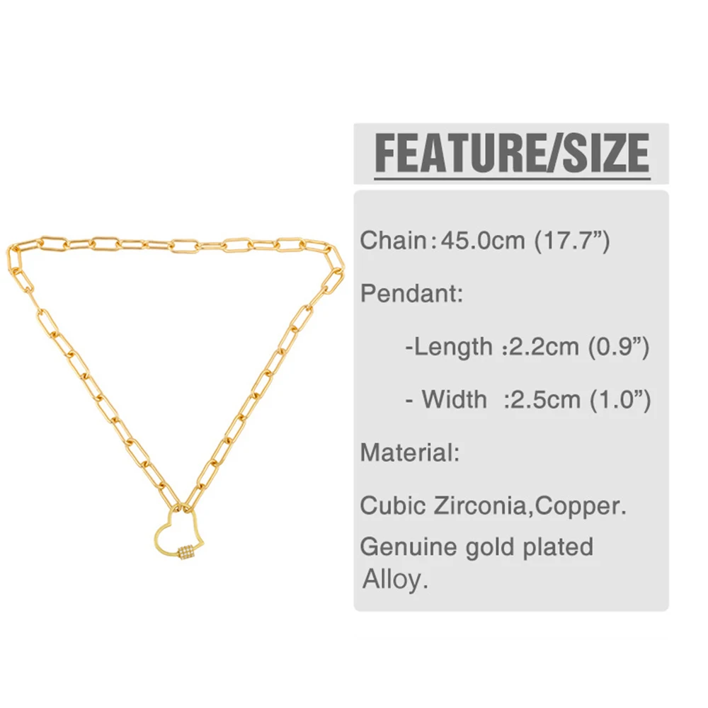 

Heart Lightning Shape Pendant Necklace for Womem Gold Color Copper Chains Necklace Jewelry Gifts Halloween Choker Egirl