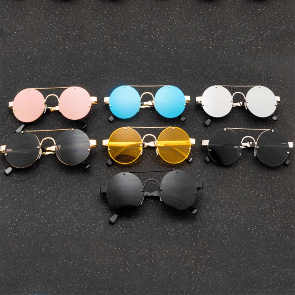 

Classic Vintage Punk Style Sunglasses Men Retro Round Metal Frame Women Spring Temple Design Sun Glasses Fashion Eyewear UV400