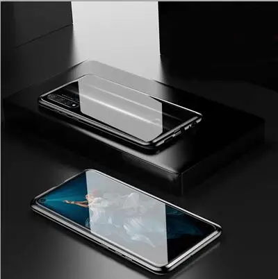 Роскошный Магнитный адсорбционный чехол для huawei Honor 20 S, металлическая рамка, Doubl, боковая стеклянная крышка, Honor20S, защитный чехол для телефона, оболочка - Цвет: Черный
