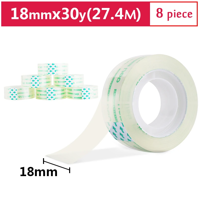 

Deli High Translucent Student Stationery Tape 18mm*30y (27.4m / Roll ) 8 Rolls / Lot Office Supplies 30065